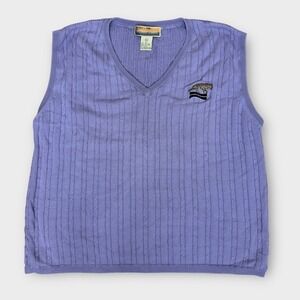 VTG 90s Bobby Chan Silk Blend Cable Knit Sweater Vest Tiger Embroidery Women  XL